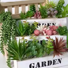 12pcs Artificial Succulent Plants – Faux Green Bonsai for Home & Garden Decor