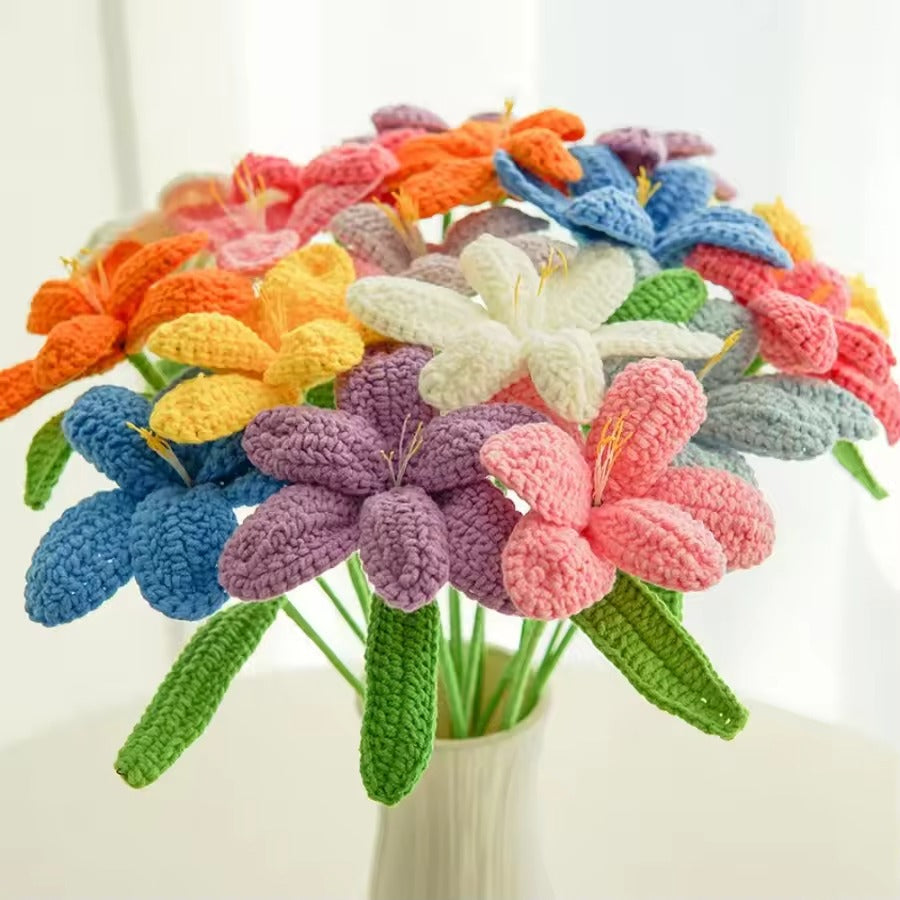 Handmade Crochet Tulip Wool Flower Bouquet