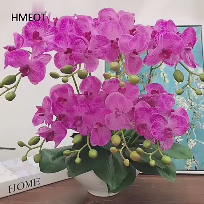 Real Touch Orchid with Leaves 60cm